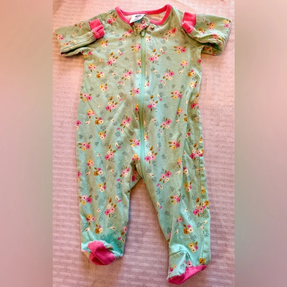 Gerber Carters Baby Sleepers Bundle 0-3M 3M‎ Cotton Footed Pajamas Floral Monkey